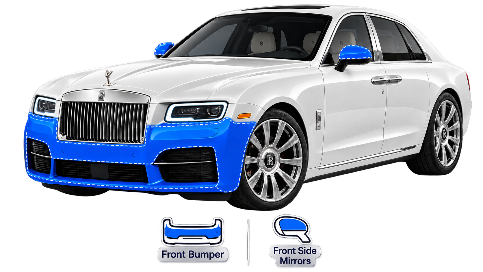 SSF Detail Basic Front End PPF coverage on a luxury car