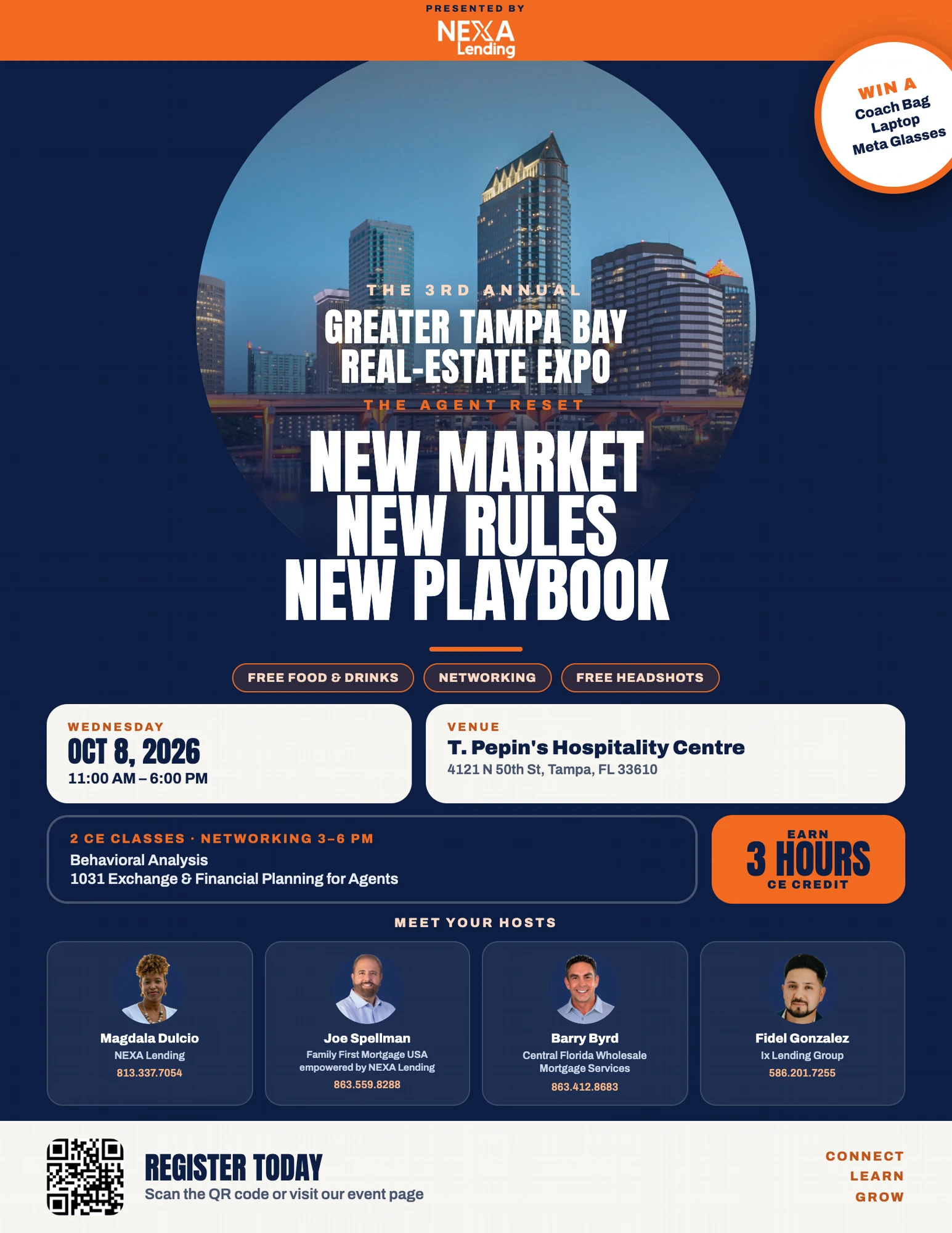 Greater Tampa Bay Real-Estate Expo flyer presented by NEXA Lending — The Agent Reset: New Market, New Rules, New Playbook