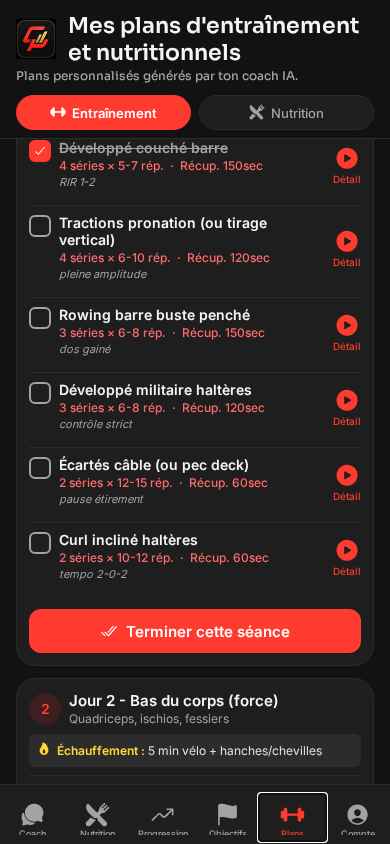 Plans d'entraînement IA