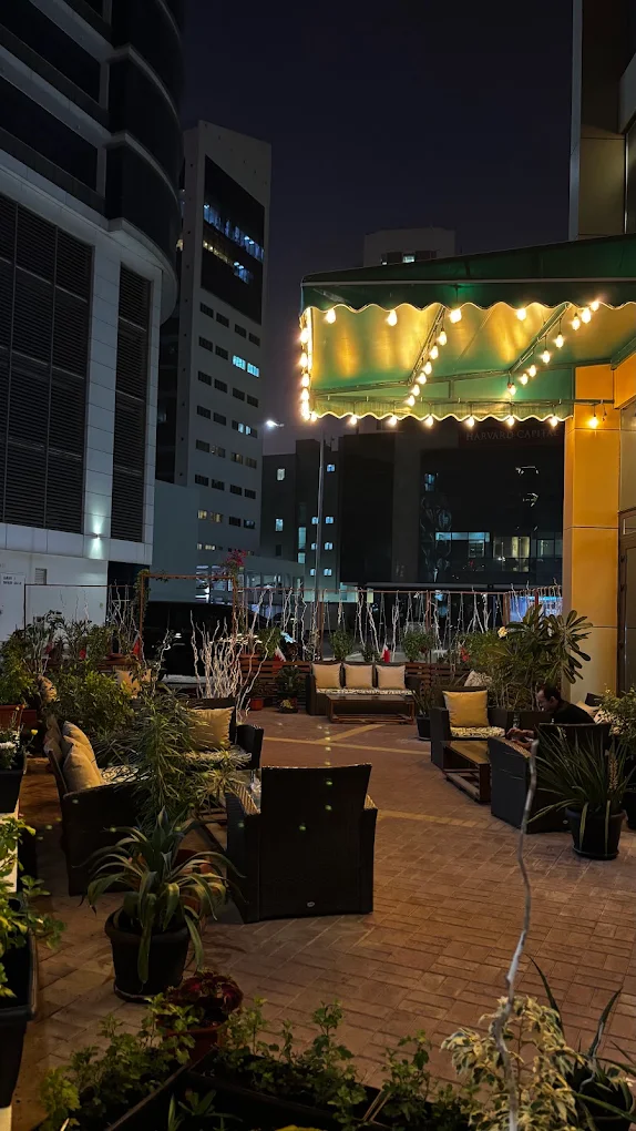 The terrace, after dark
