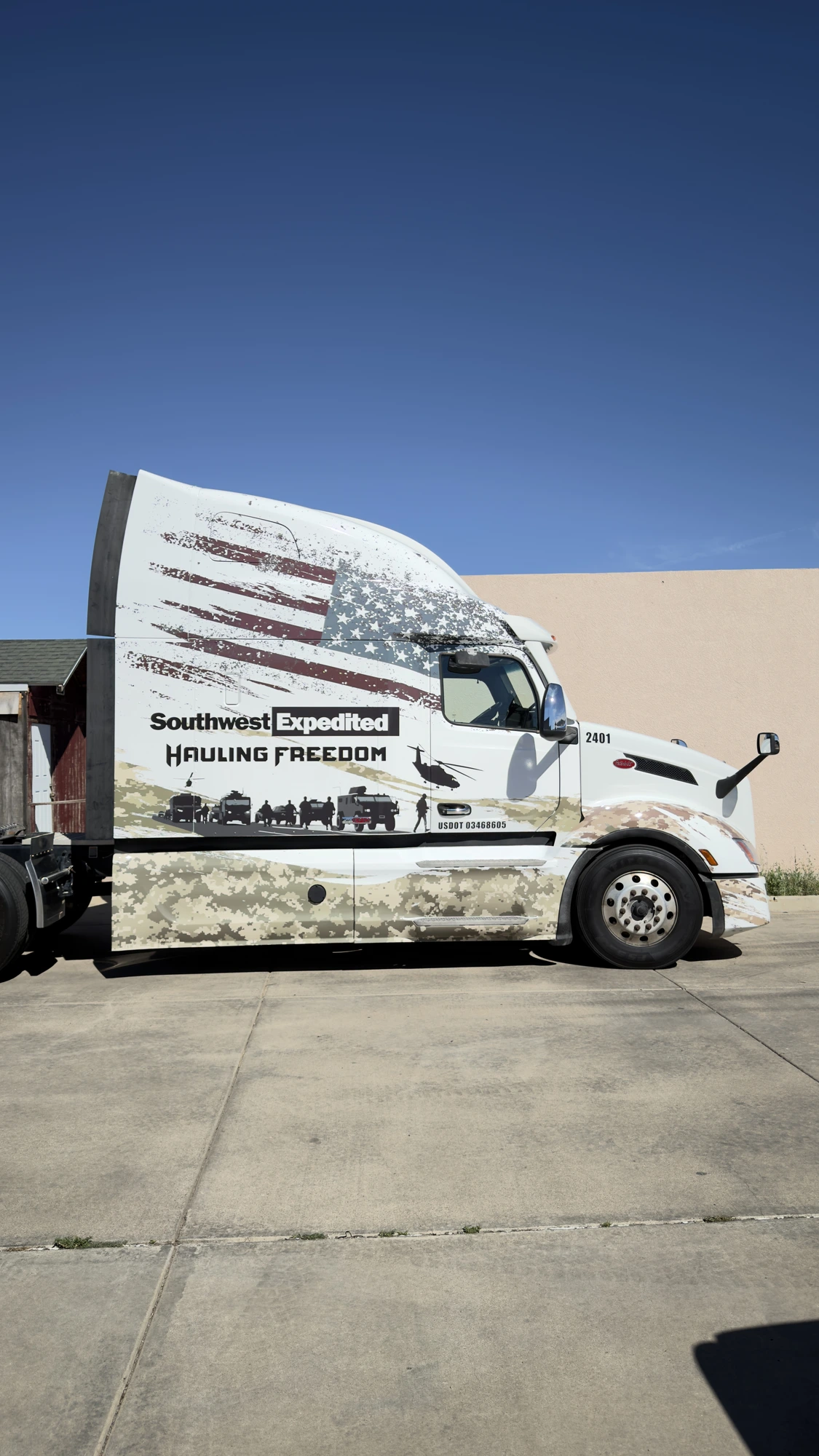 Southwest Expedited — Hauling Freedom · Peterbilt semi