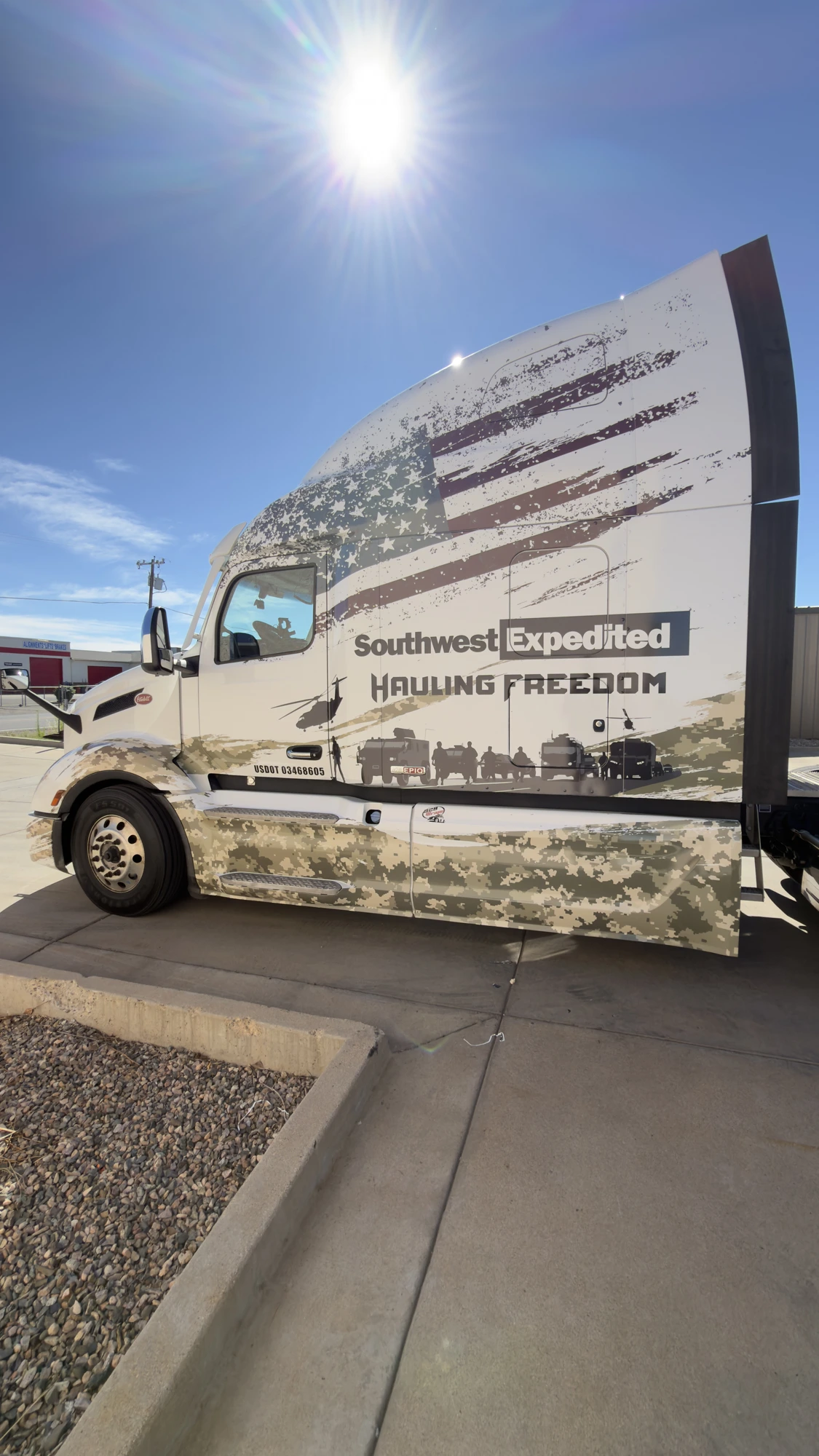 Southwest Expedited — Hauling Freedom · Peterbilt semi