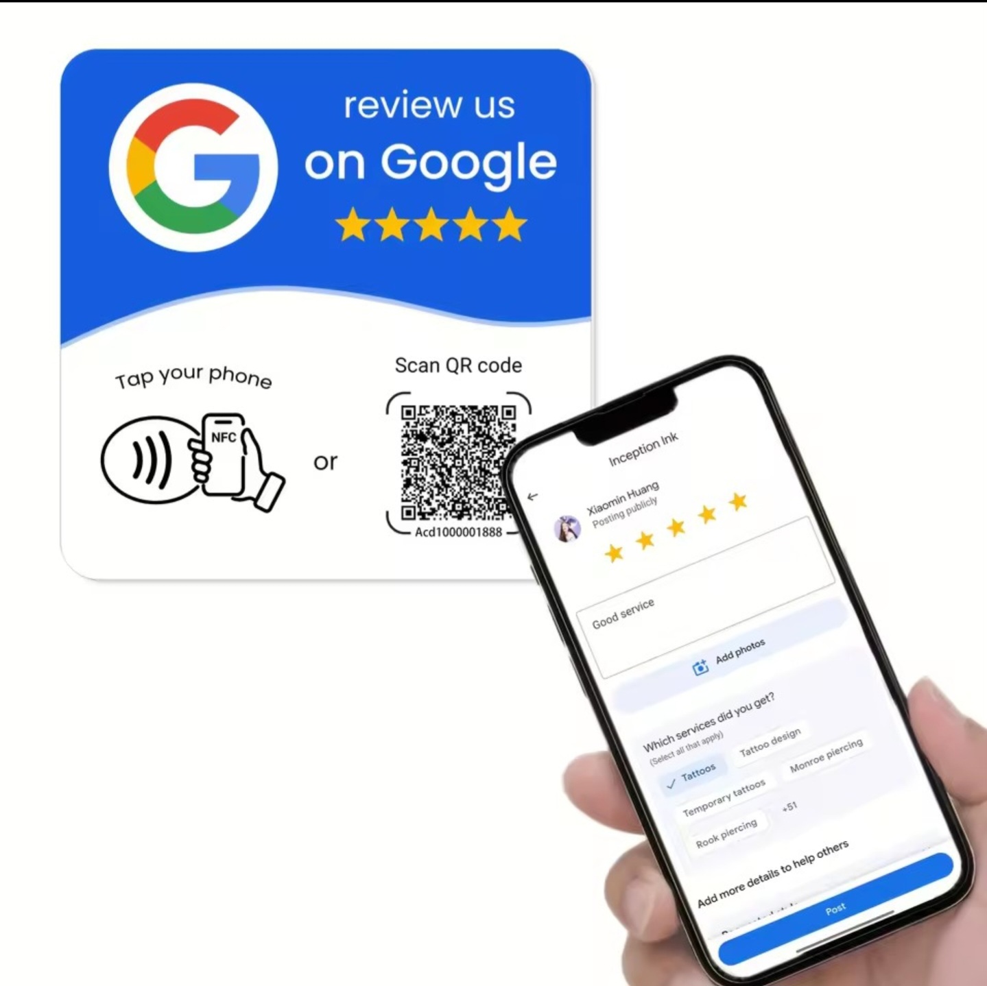 Carta NFC TapGoogle.com: avvicina lo smartphone e lascia la recensione su Google