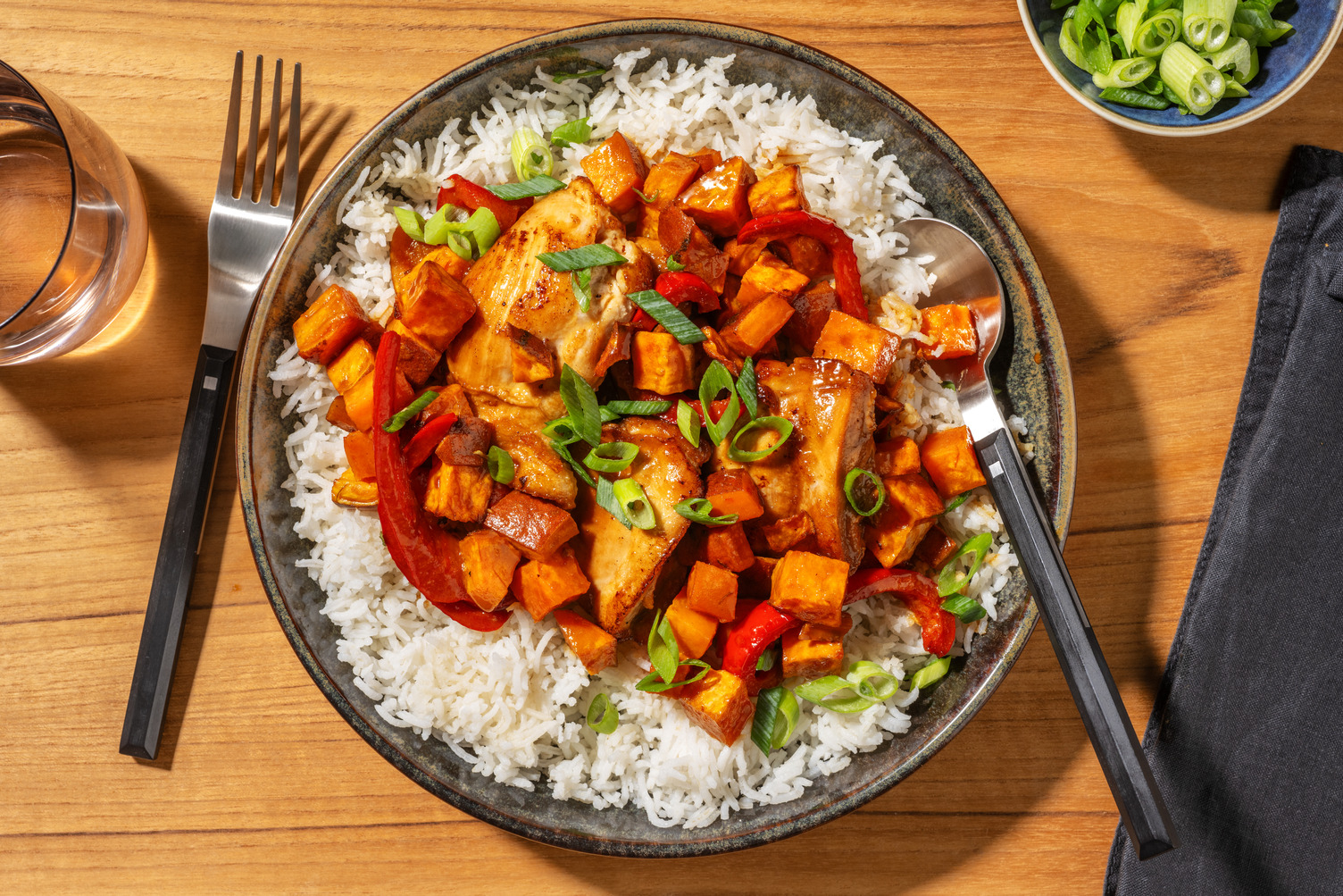 Guinness Jerk Chicken, Sweet Potato, Peppers & Rice