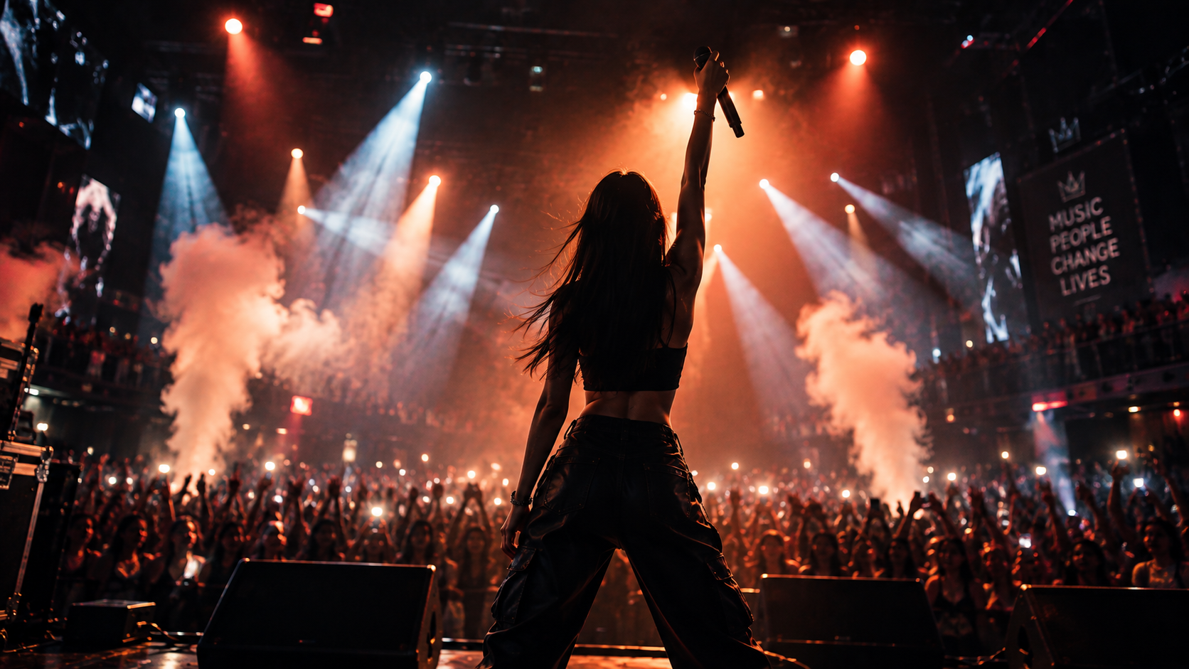 Female artist performing on a Canarts stage