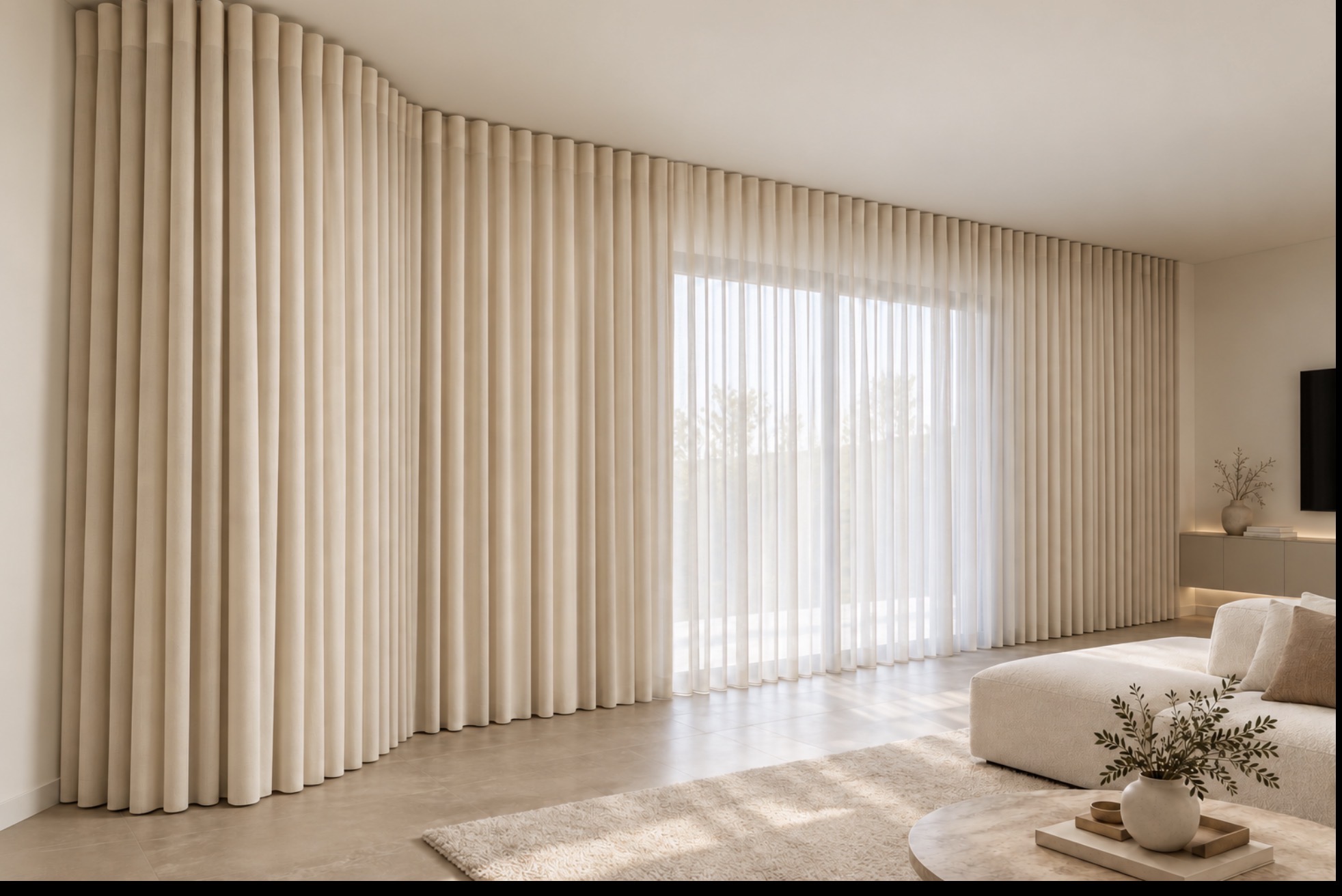 Wave Fold Drapery with Sheers