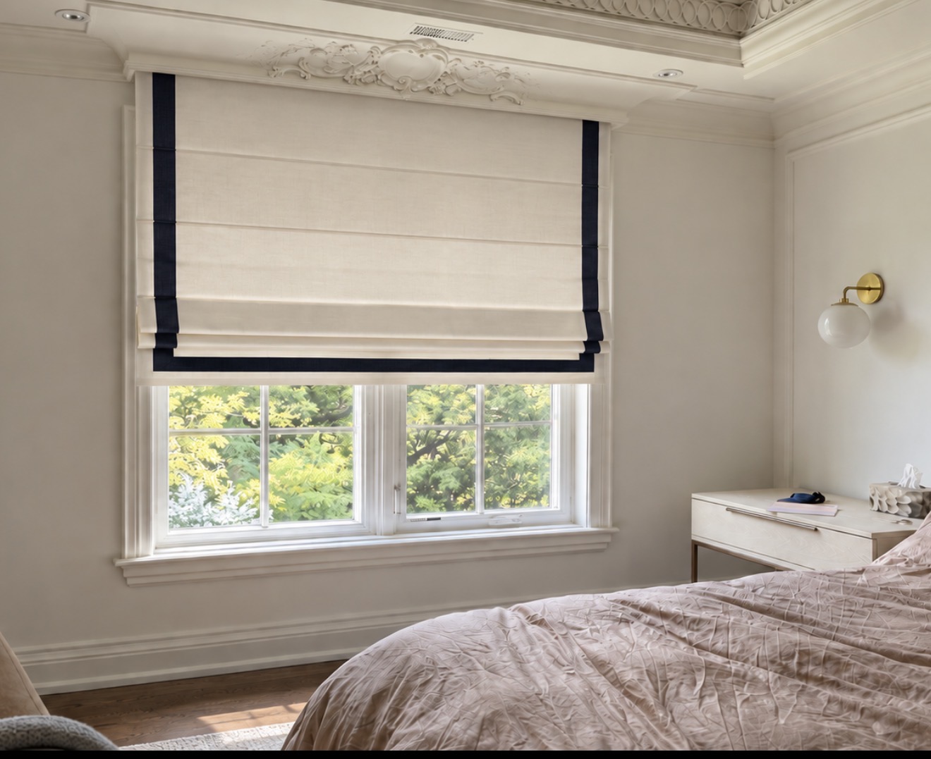 Tailored Pinch Pleat Drapery & Upholstered Valance