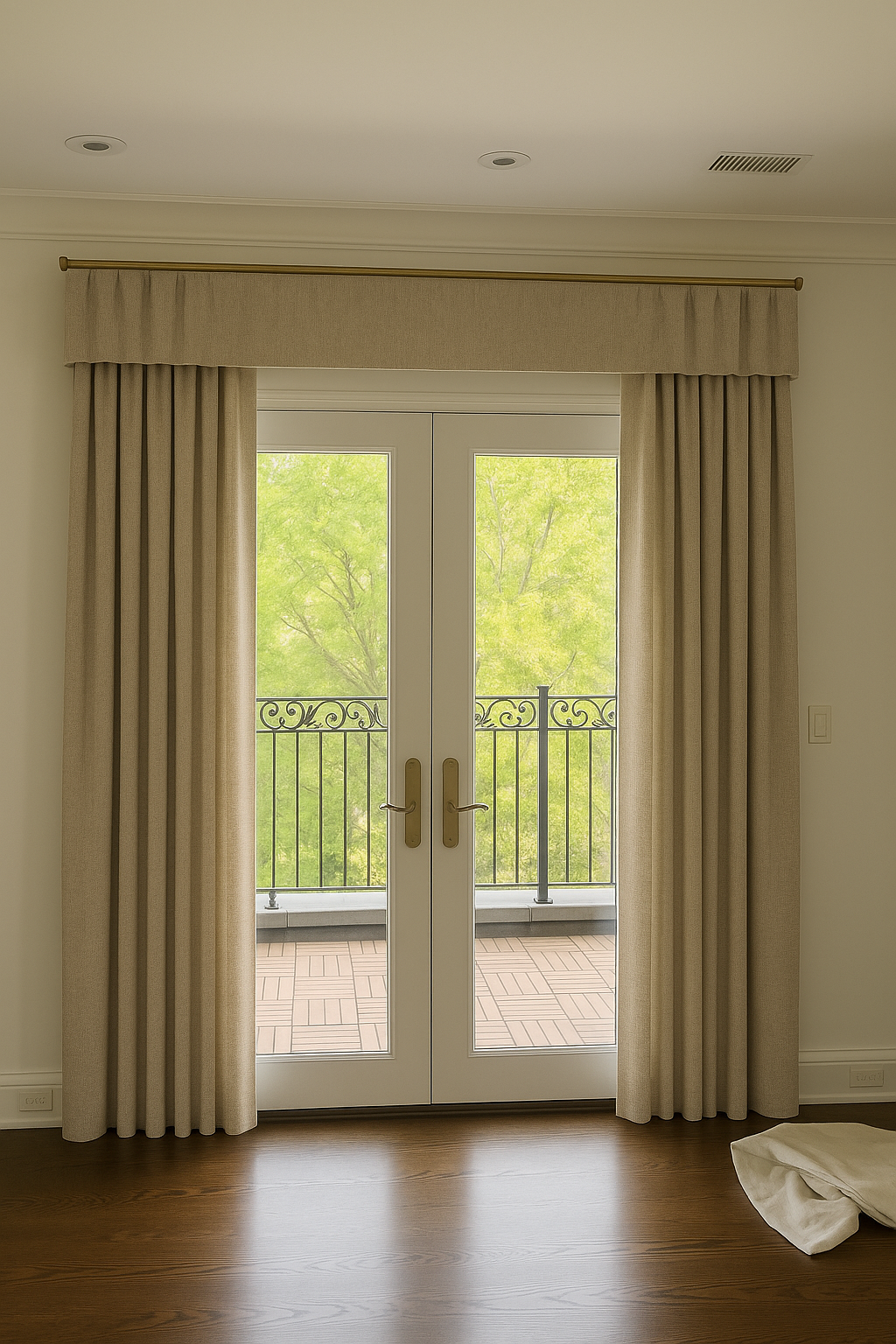 Custom Roman Shade with Contrast Border