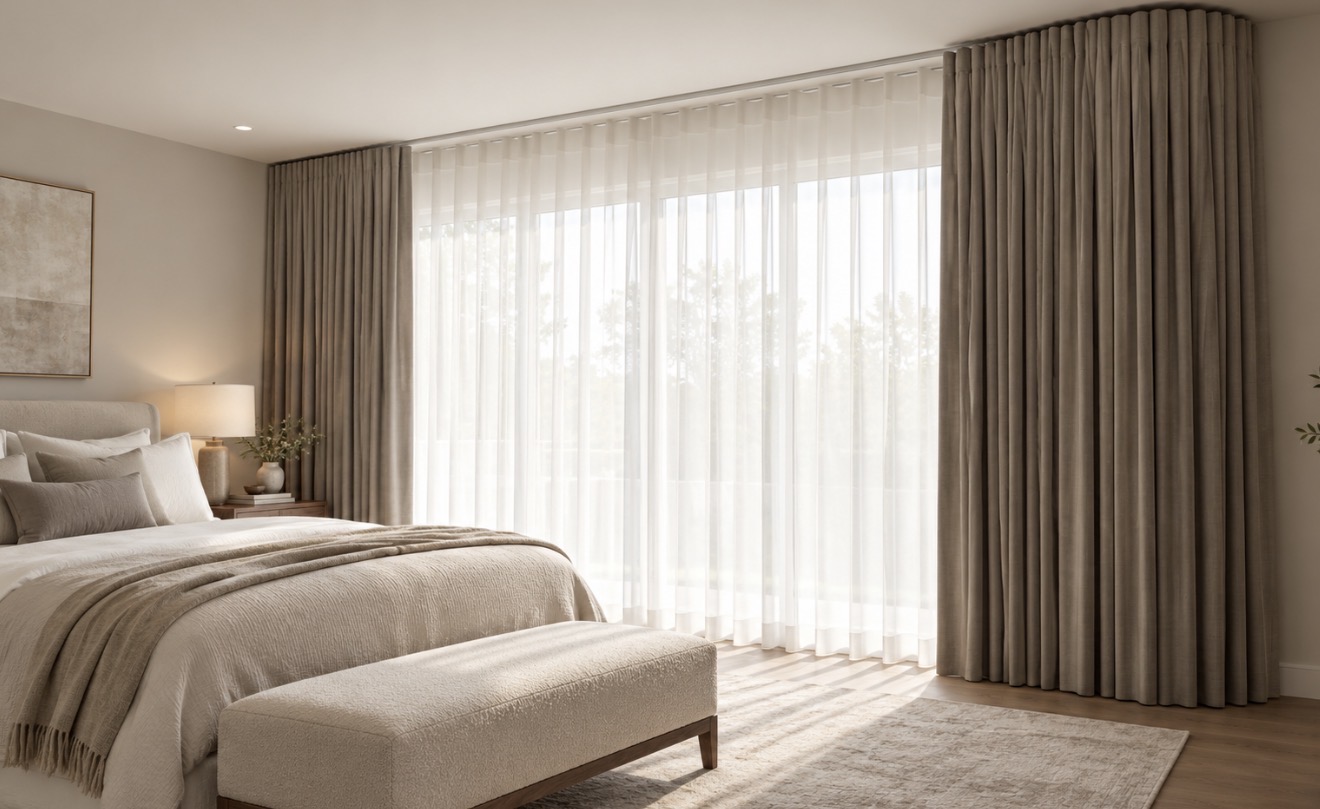 Layered Sheer & Drapery Bedroom