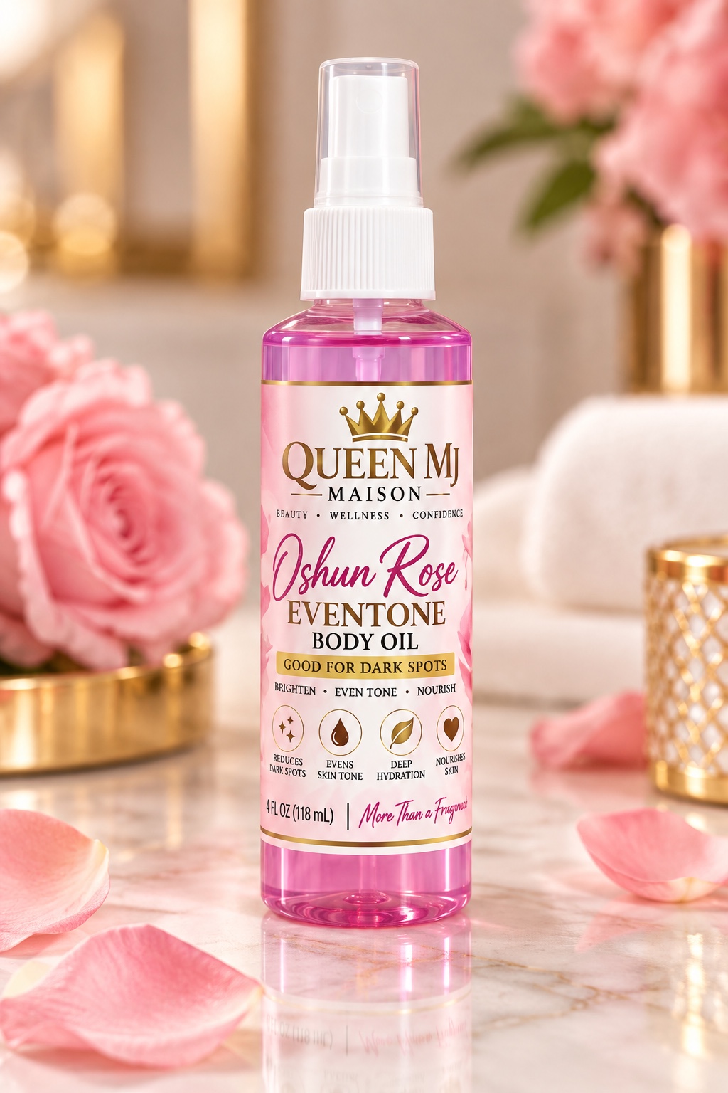 Oshun Rose Eventone Body Oil by Queen MJ Maison Beaute — Body Oils