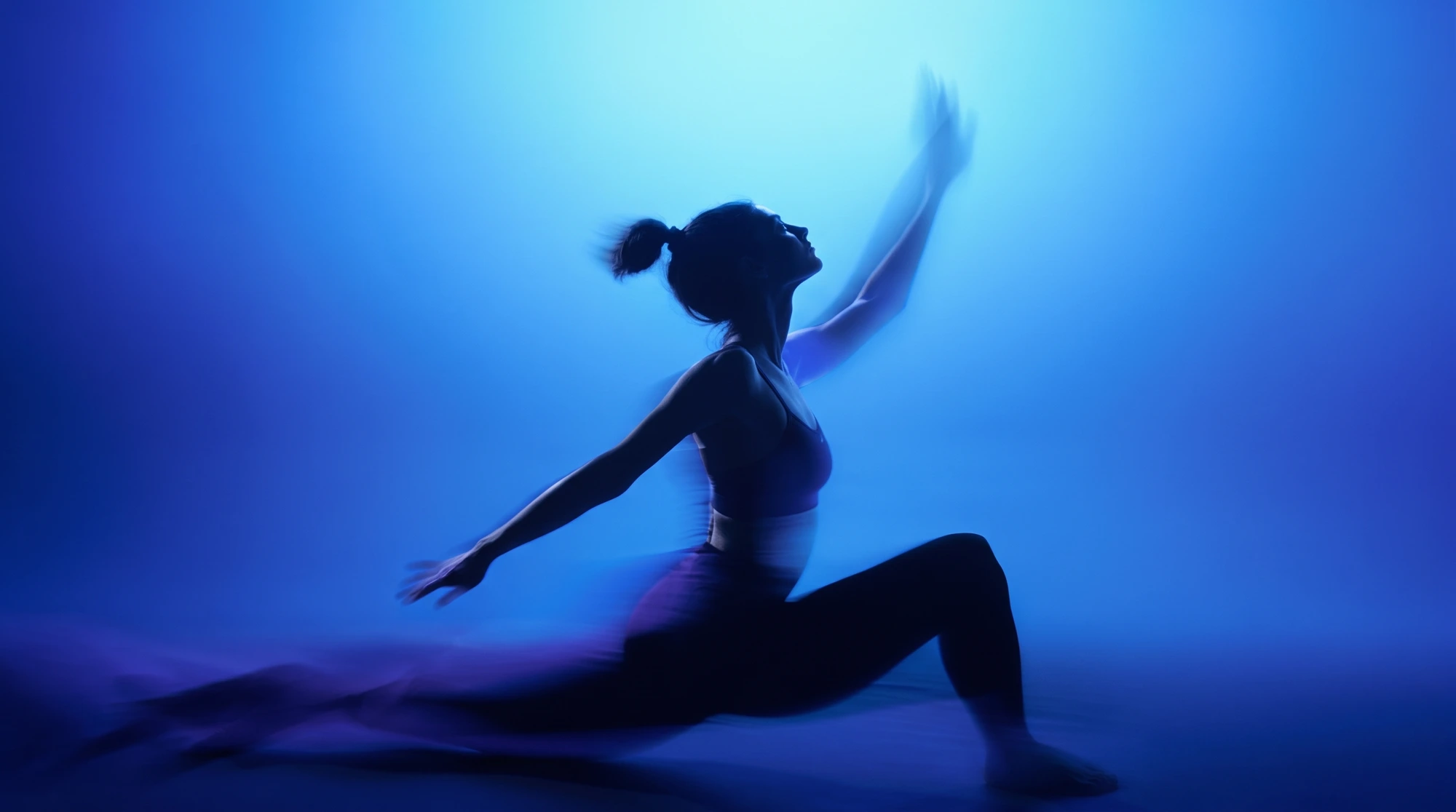 Athlete training in blue light
