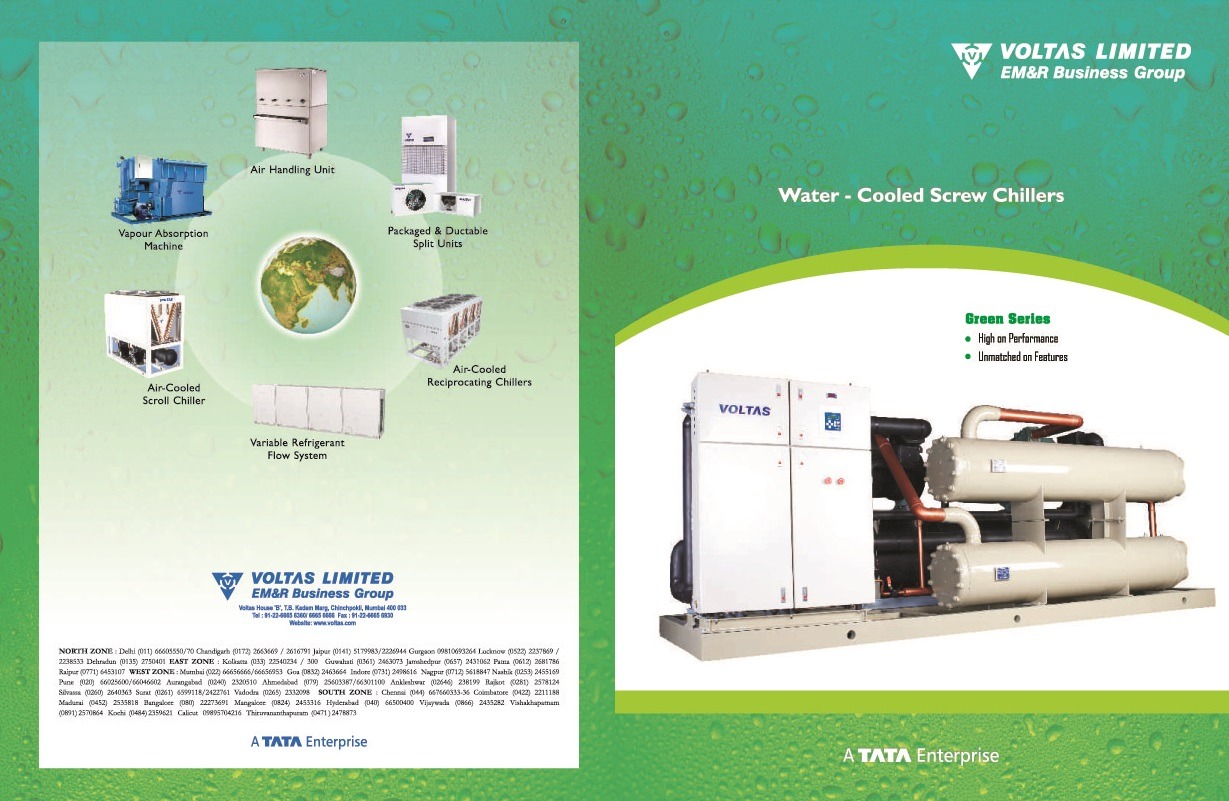 Voltas Limited · EM&R Business Group — Water-Cooled Screw Chillers — Product Brochure