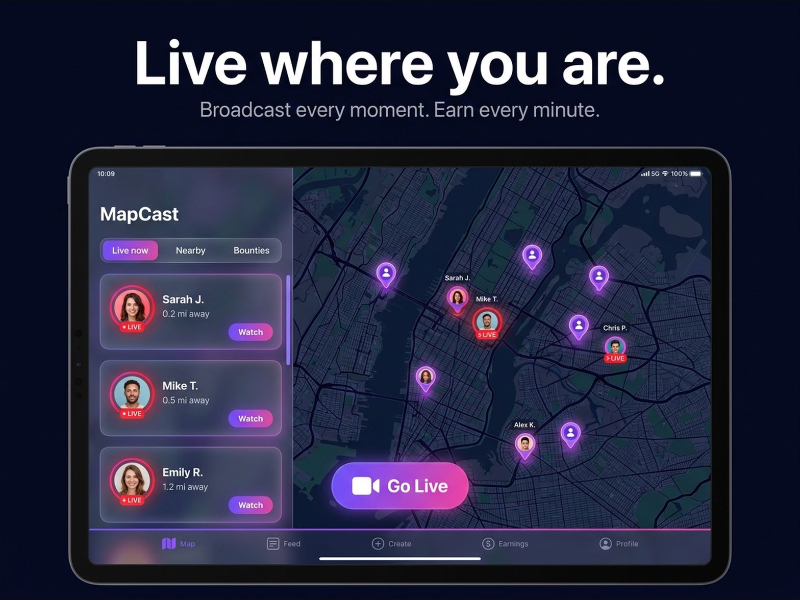 MapCast live map on iPad