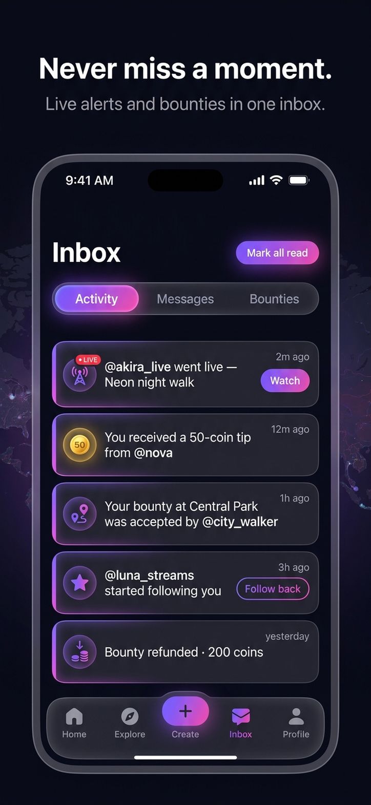 MapCast inbox on iPhone