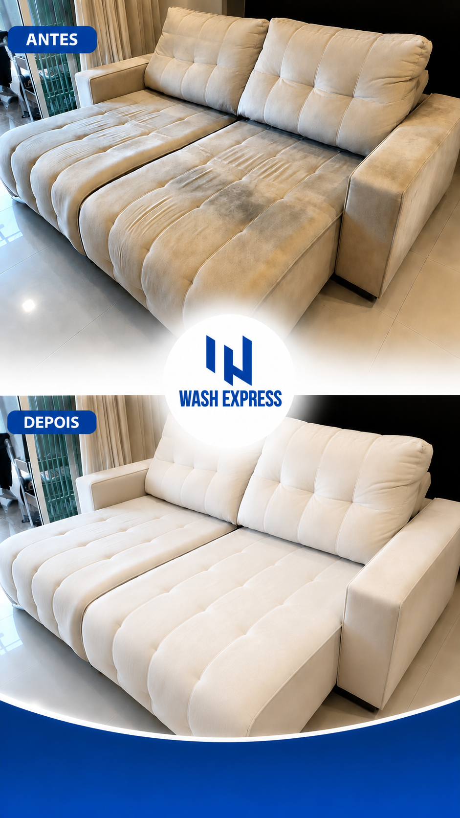 Antes e depois — Chaise cor palha renovada