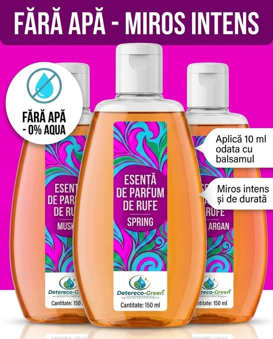 Pachet 3 Esențe Concentrate Parfum de Rufe (Argan + Spring Time + Musk & Talk)