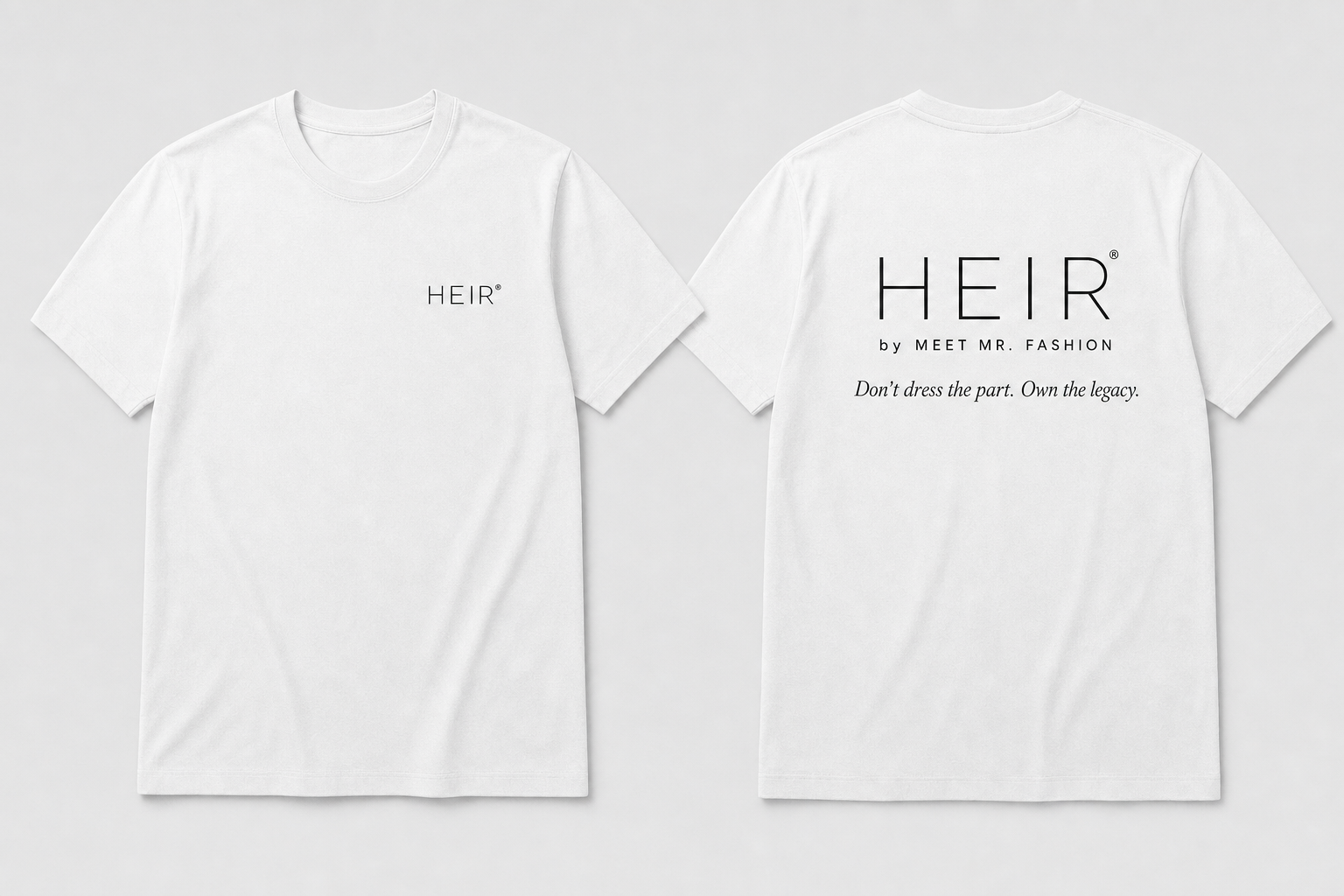 White HEIR® T-shirt, front and back